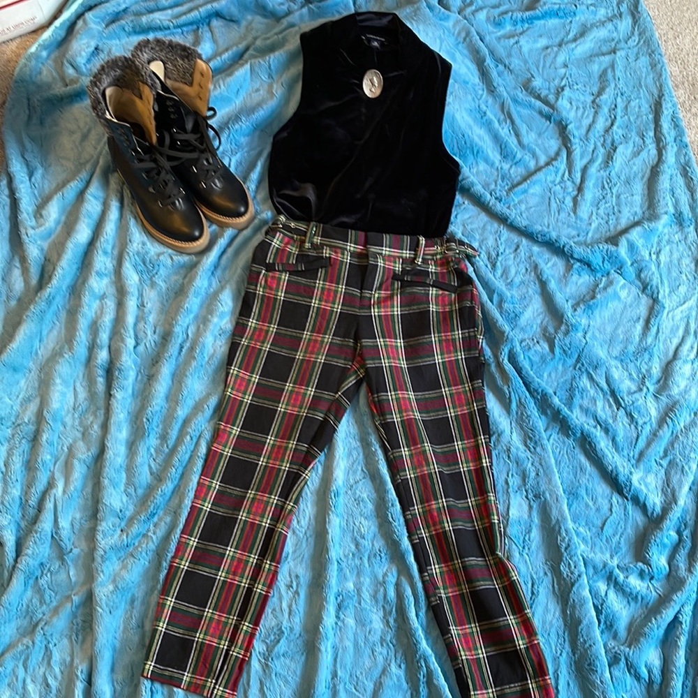 Mock neck, sleeveless velvet top by J.Crew jeans